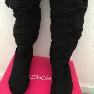 Black Suede Sweater boots- flat